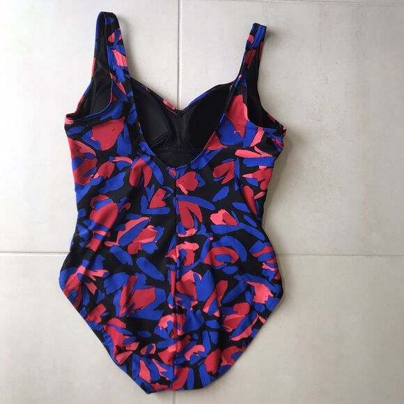 Aqua Green Swim One Piece Swimsuit Multicolor Floral Shirred - Picture 6 of 10